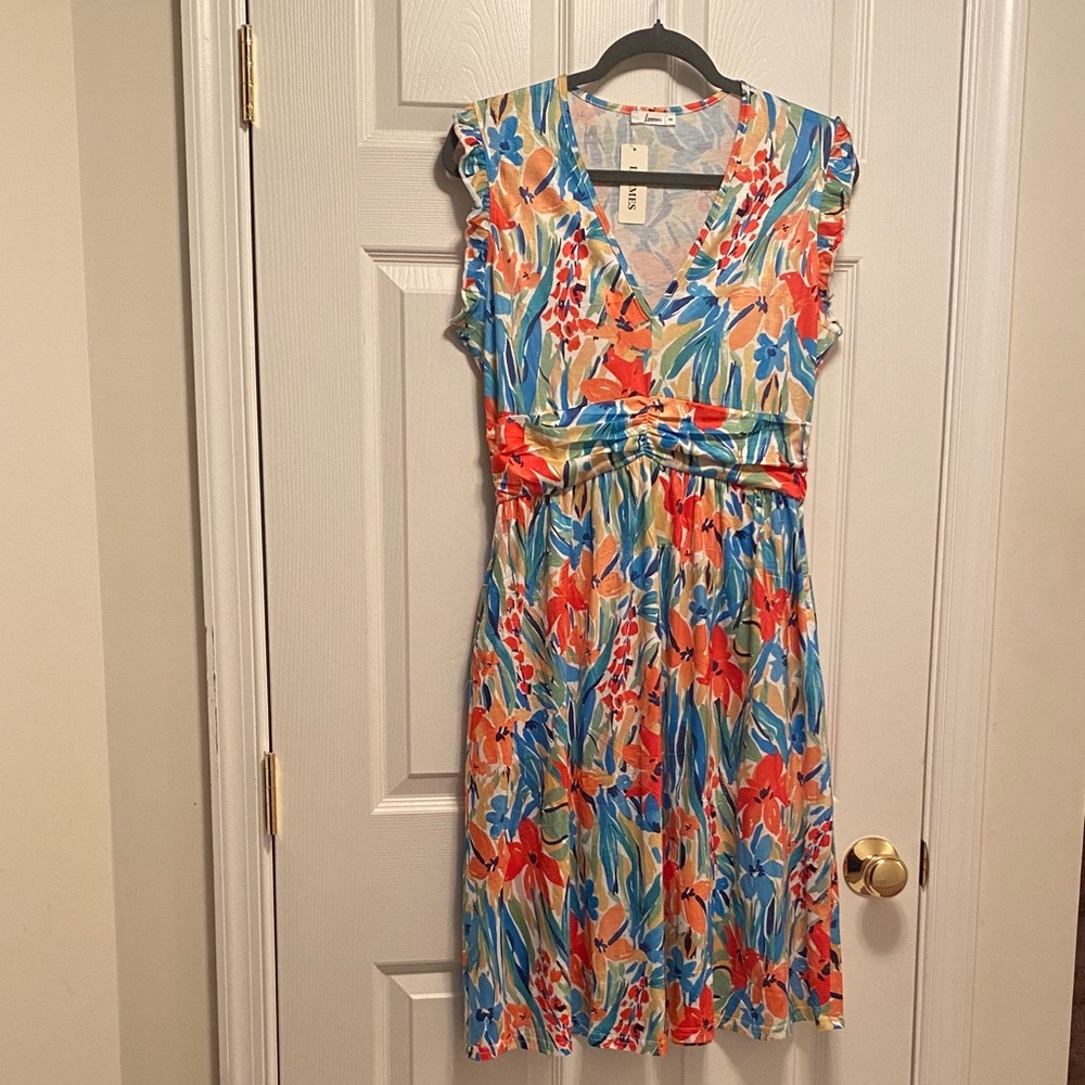 Loemes Floral V-Neck Dress…size M
